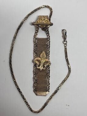 Victorian GF Pocket Watch Fob with 13" Chain Fleur-de-lis Seal